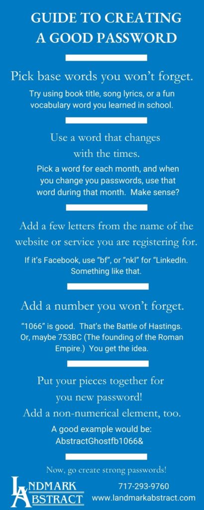 Guide to Creating a Good Password from Landmark Abstract
